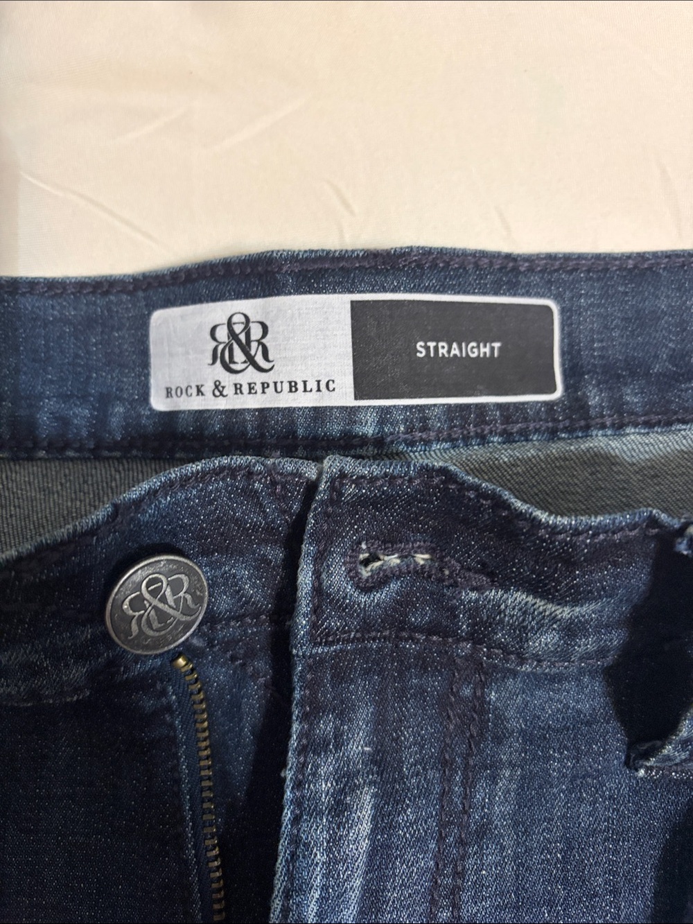 Rock & Republic Dark Blue Straight Leg Jeans 34W 30L